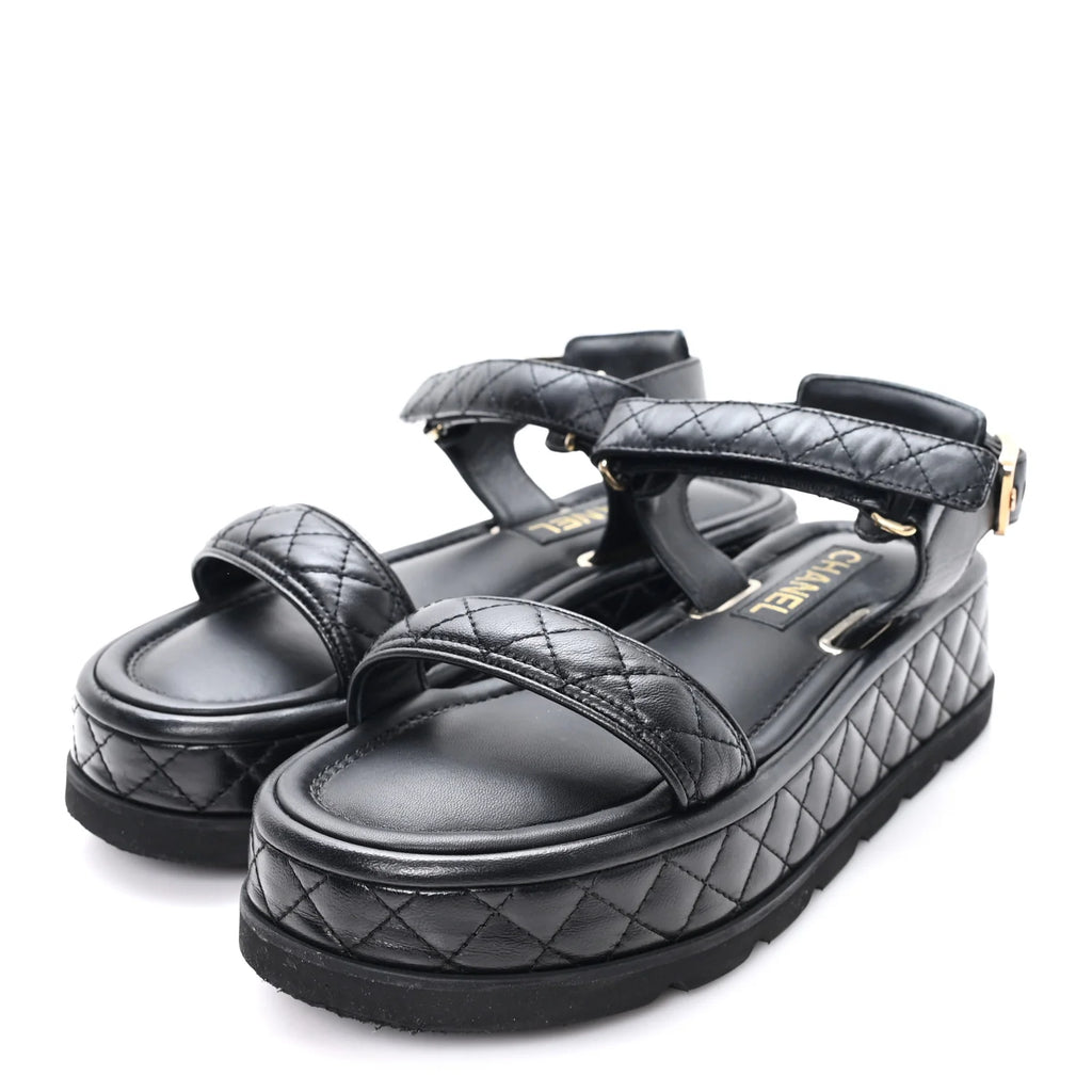 Chanel Black Quilted Leather Platforms