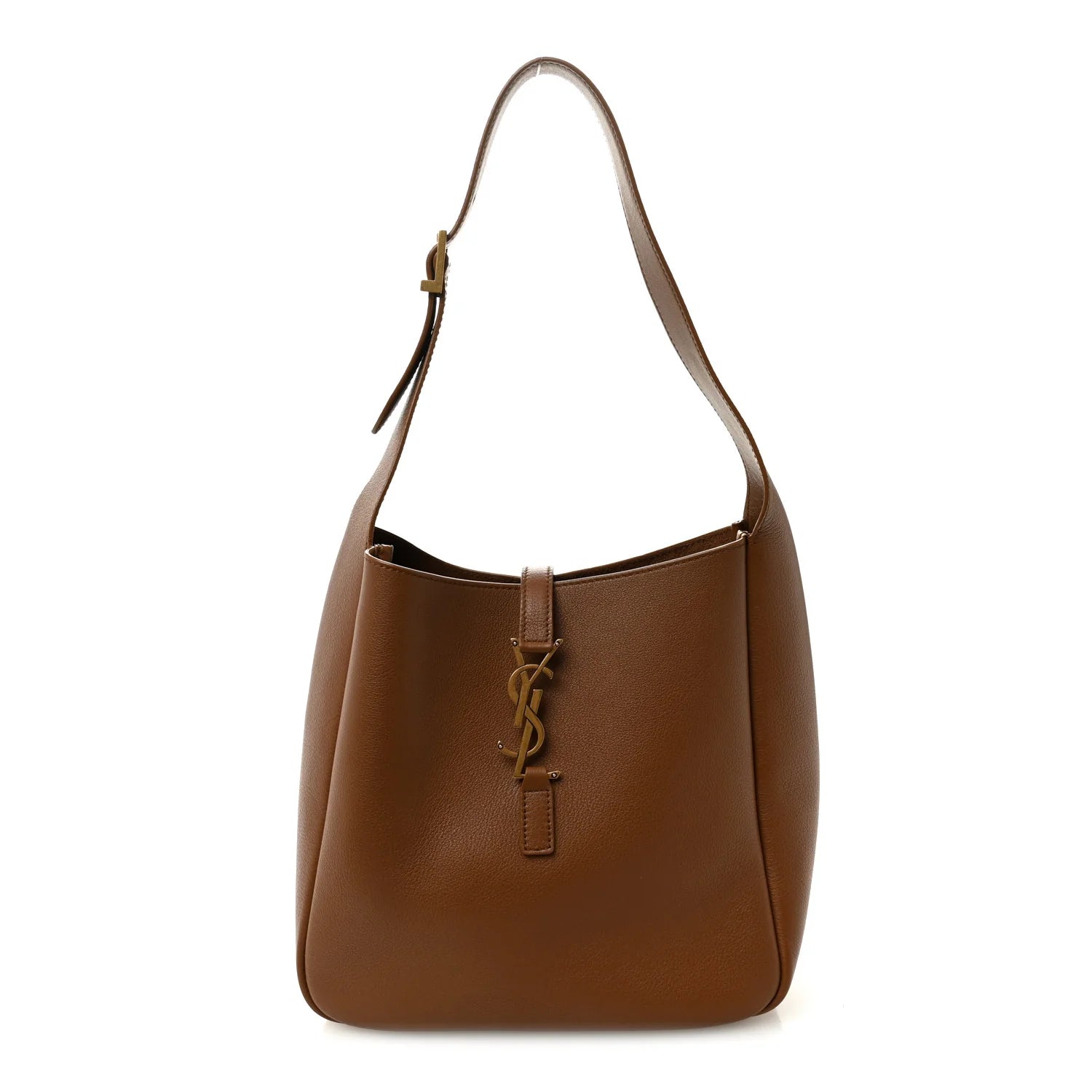 Saint Laurent Brown Grained Hobo