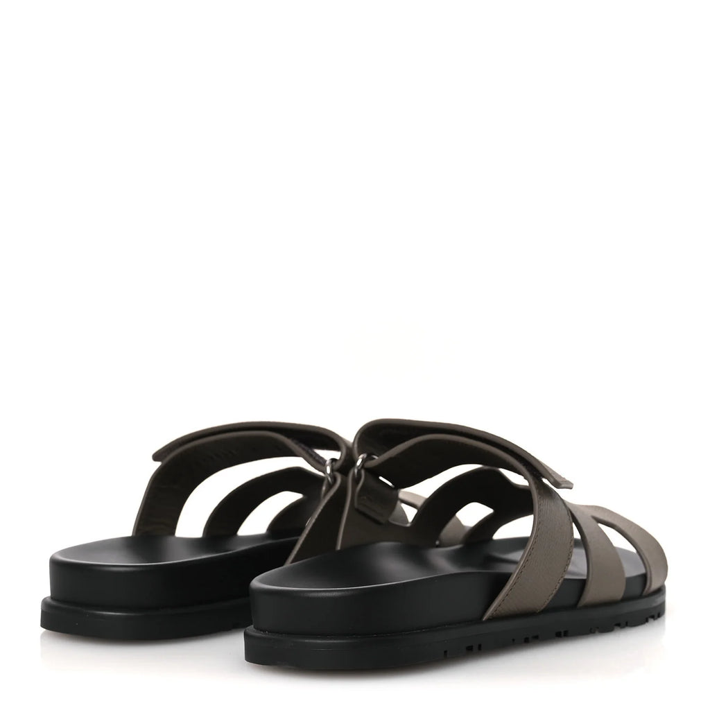 Hermes Etoupe Grained Chypre Sandals