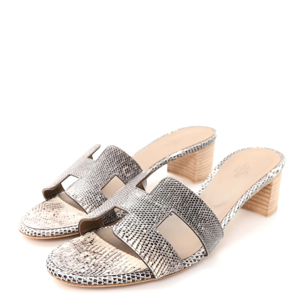 Hermes Metallic Python Oasis Sandals