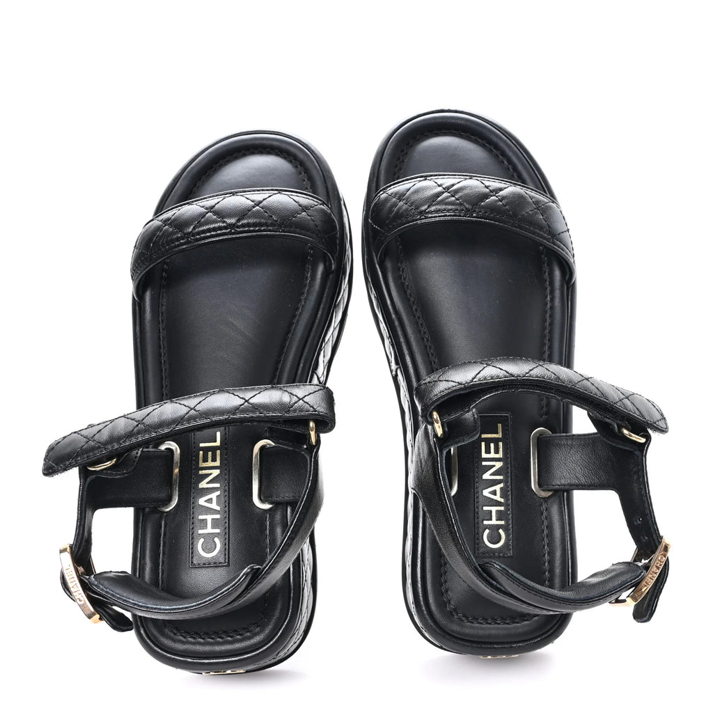 Chanel Black Quilted Leather Platforms