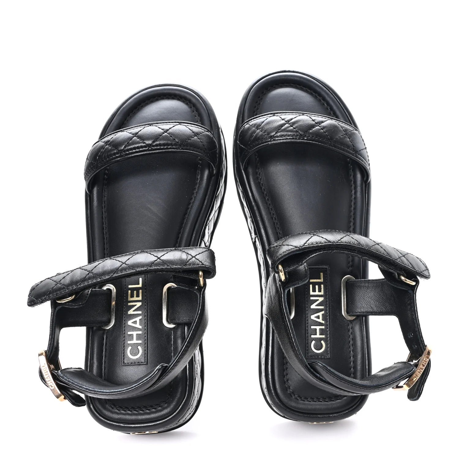Chanel Black Quilted Leather Platforms