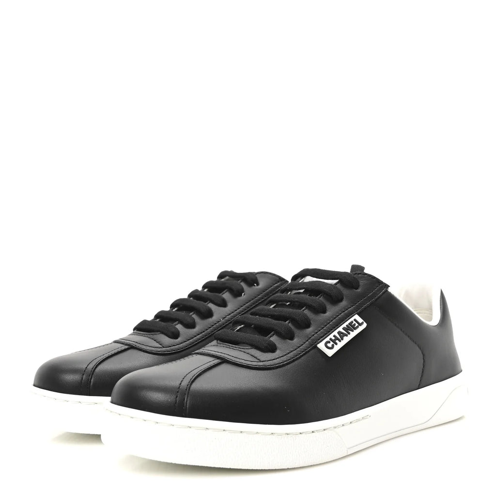 Chanel Black Leather Low-Top Sneakers