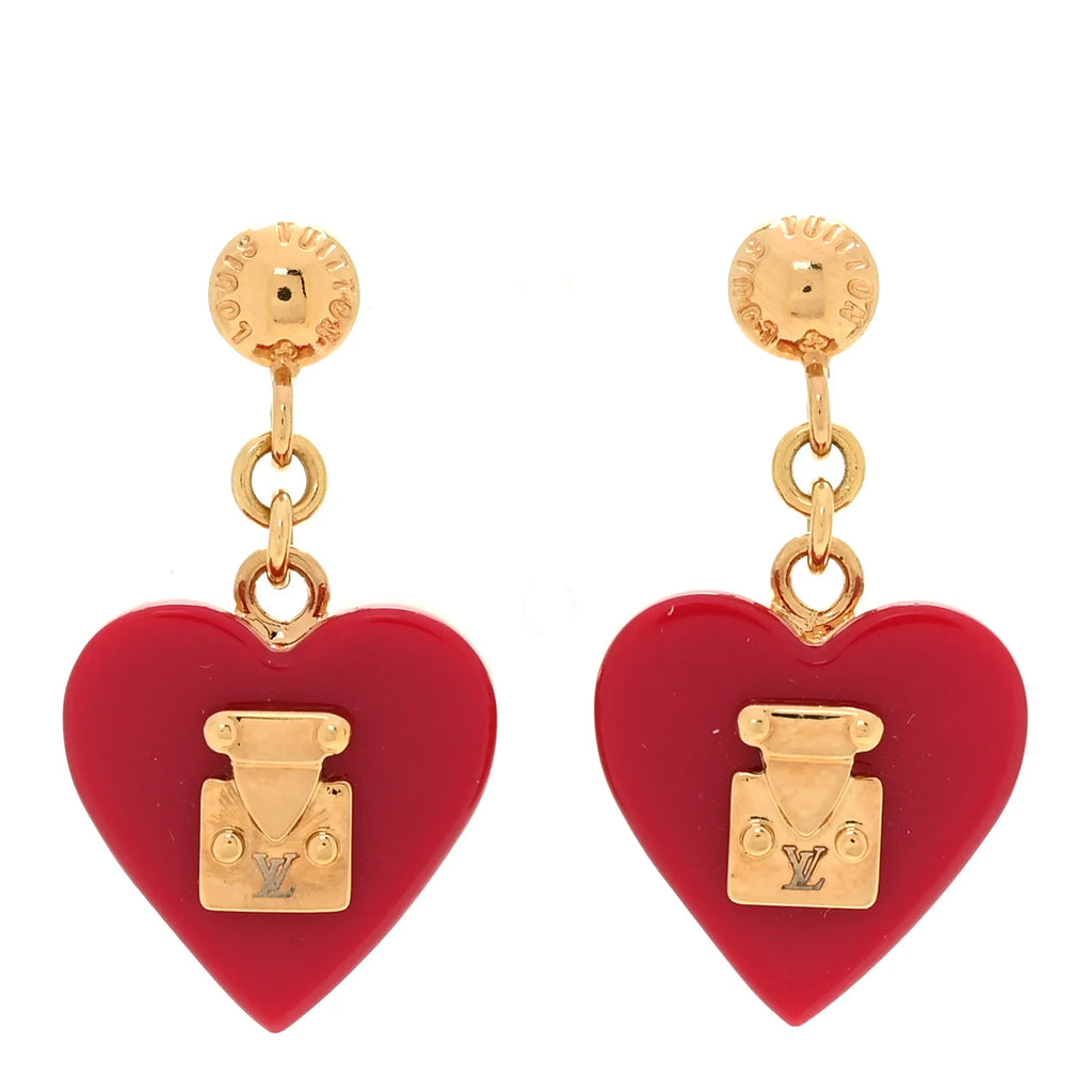 Louis Vuitton Red Heart Earrings
