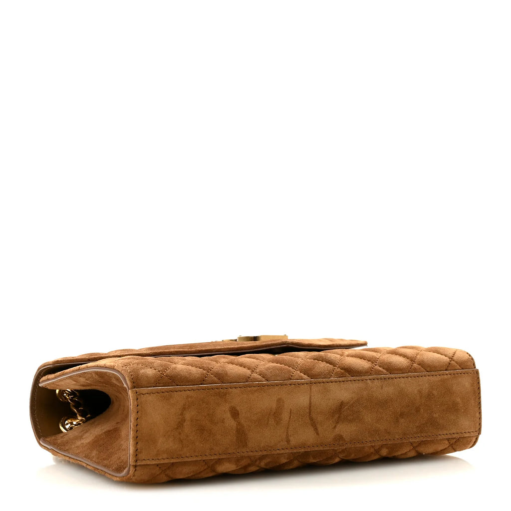 Saint Laurent Brown Suede Quilted Bag
