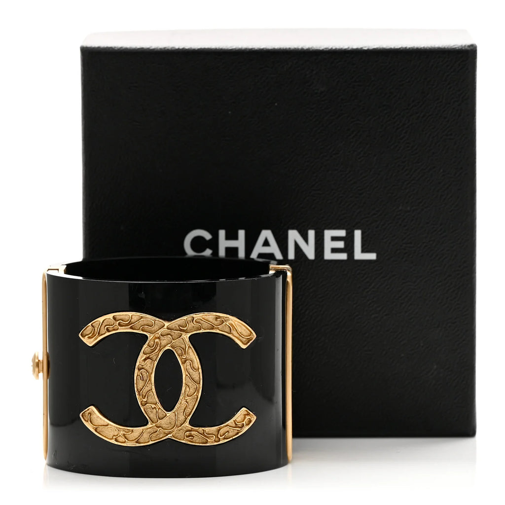 Chanel Black Resin Logo Cuff