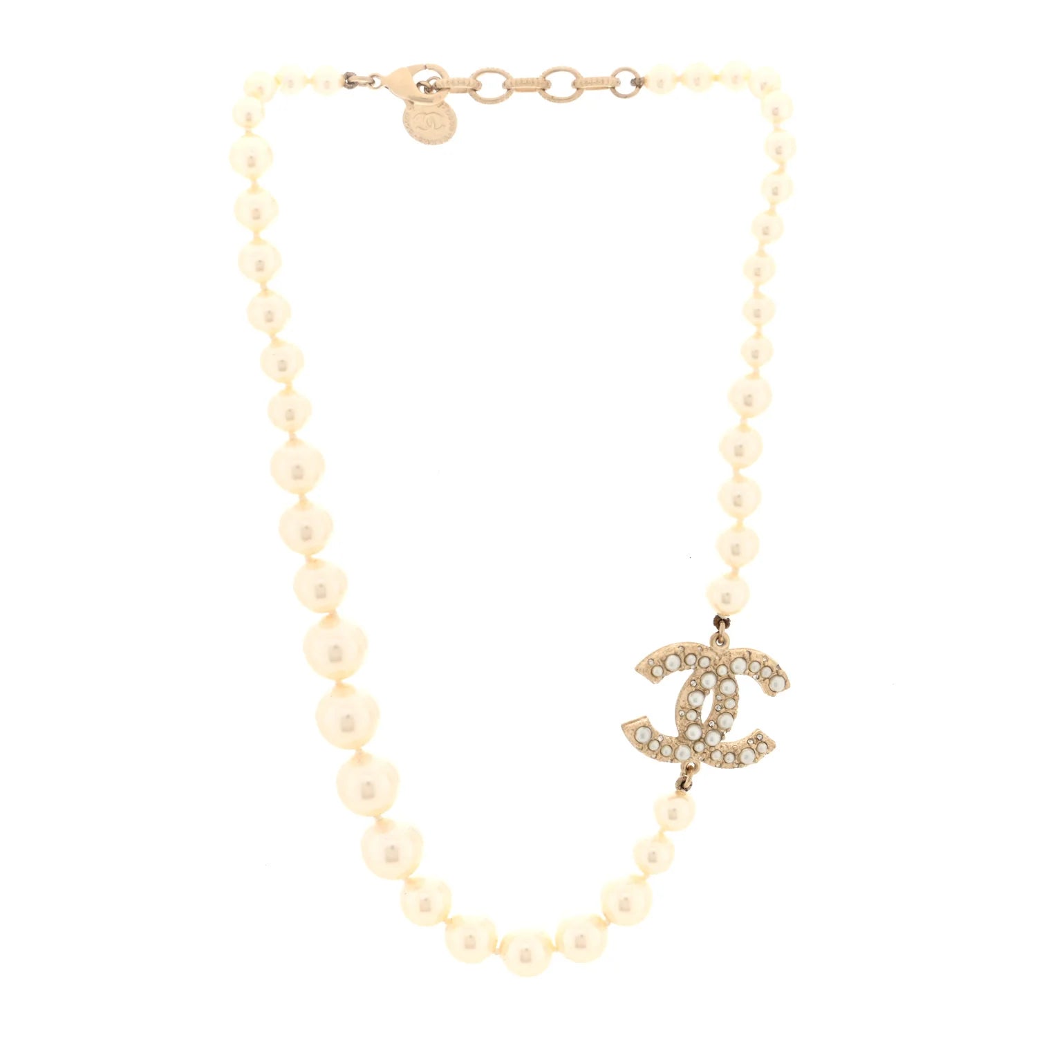 Chanel Gold CC Pearl Necklace