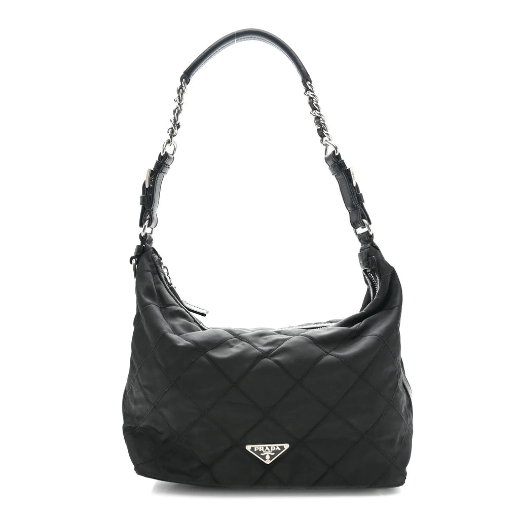 Prada Black Quilted Nylon Hobo