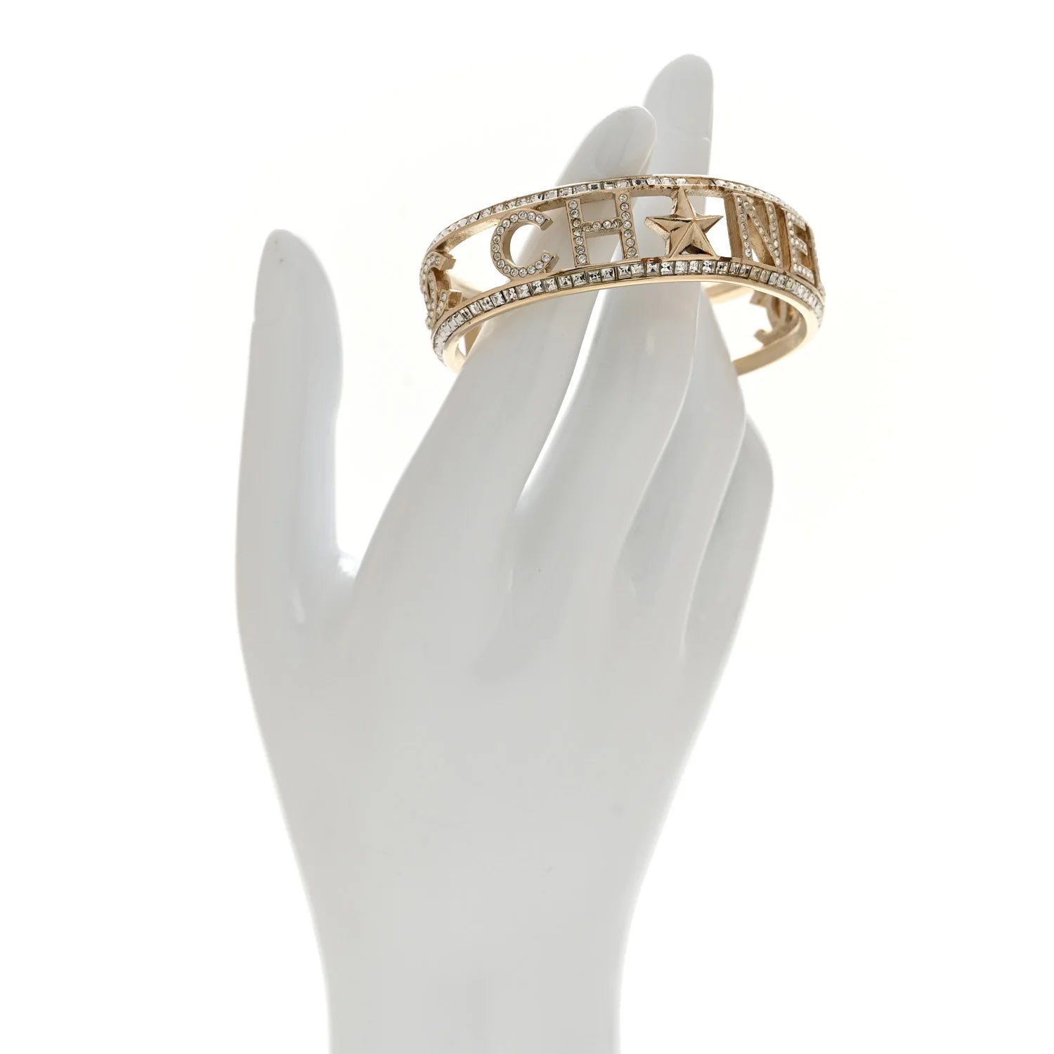 Chanel Gold Crystal Logo Cuff