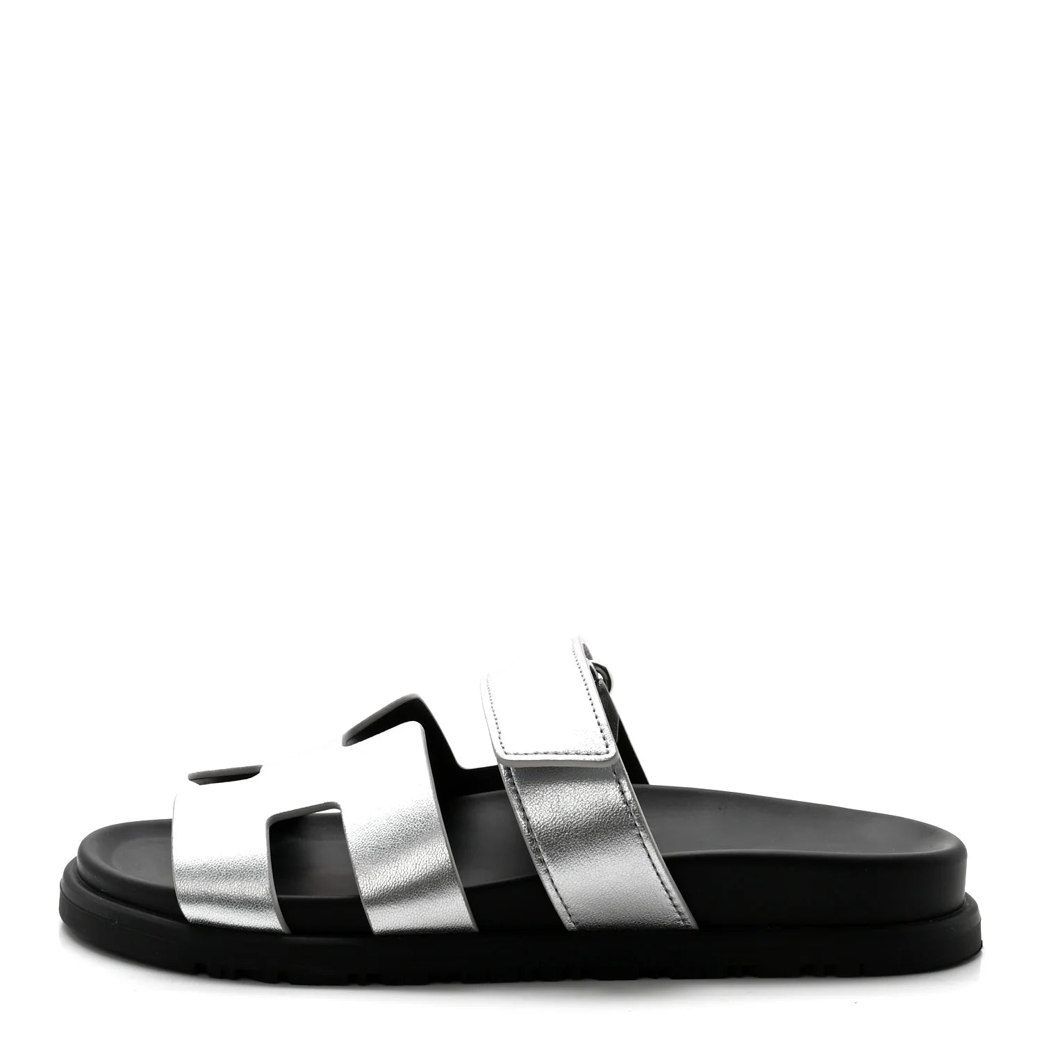 Hermes Metallic Silver Chypre Sandals