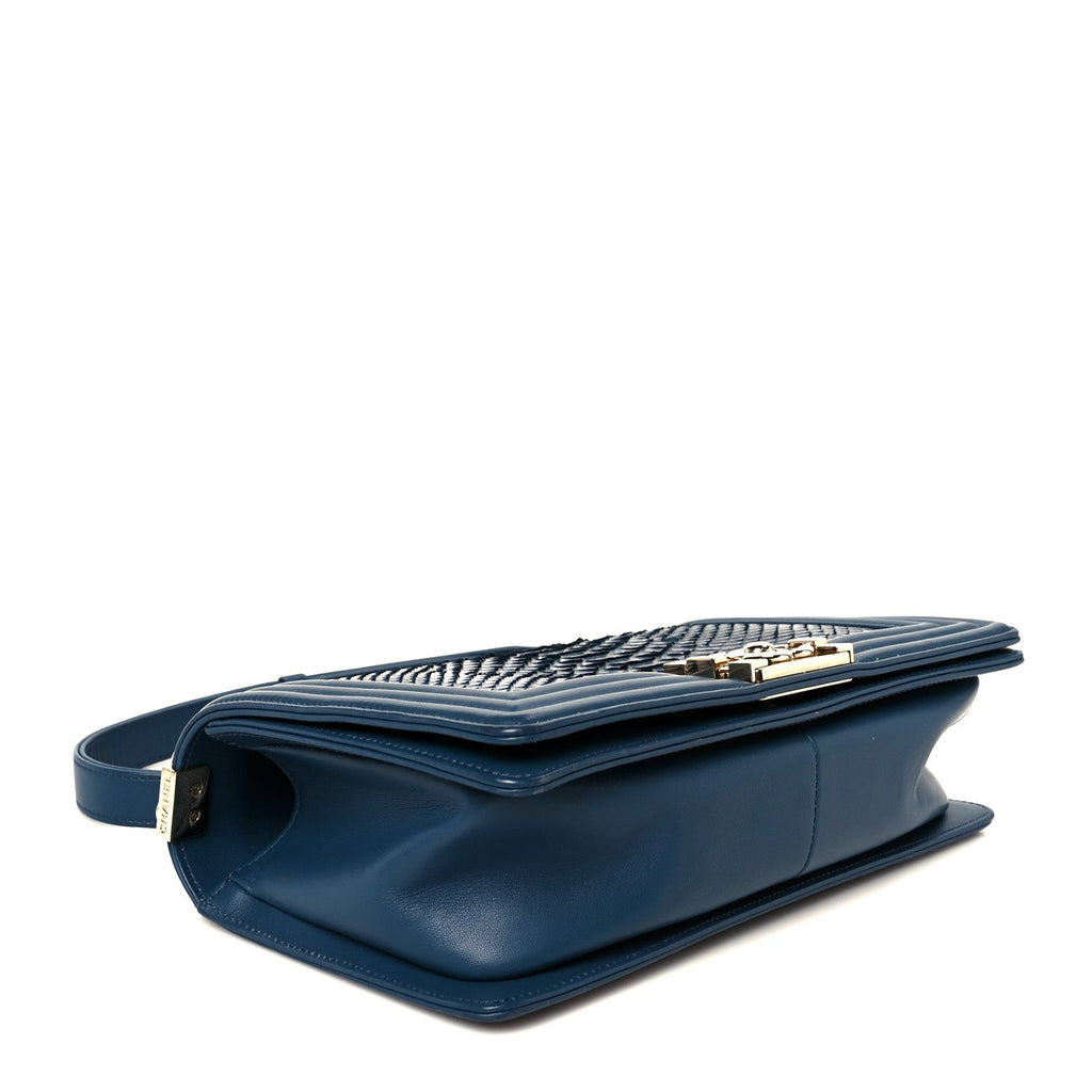 Chanel Navy Python Boy Bag