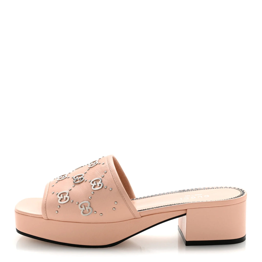 Gucci Pink Studded GG Mules
