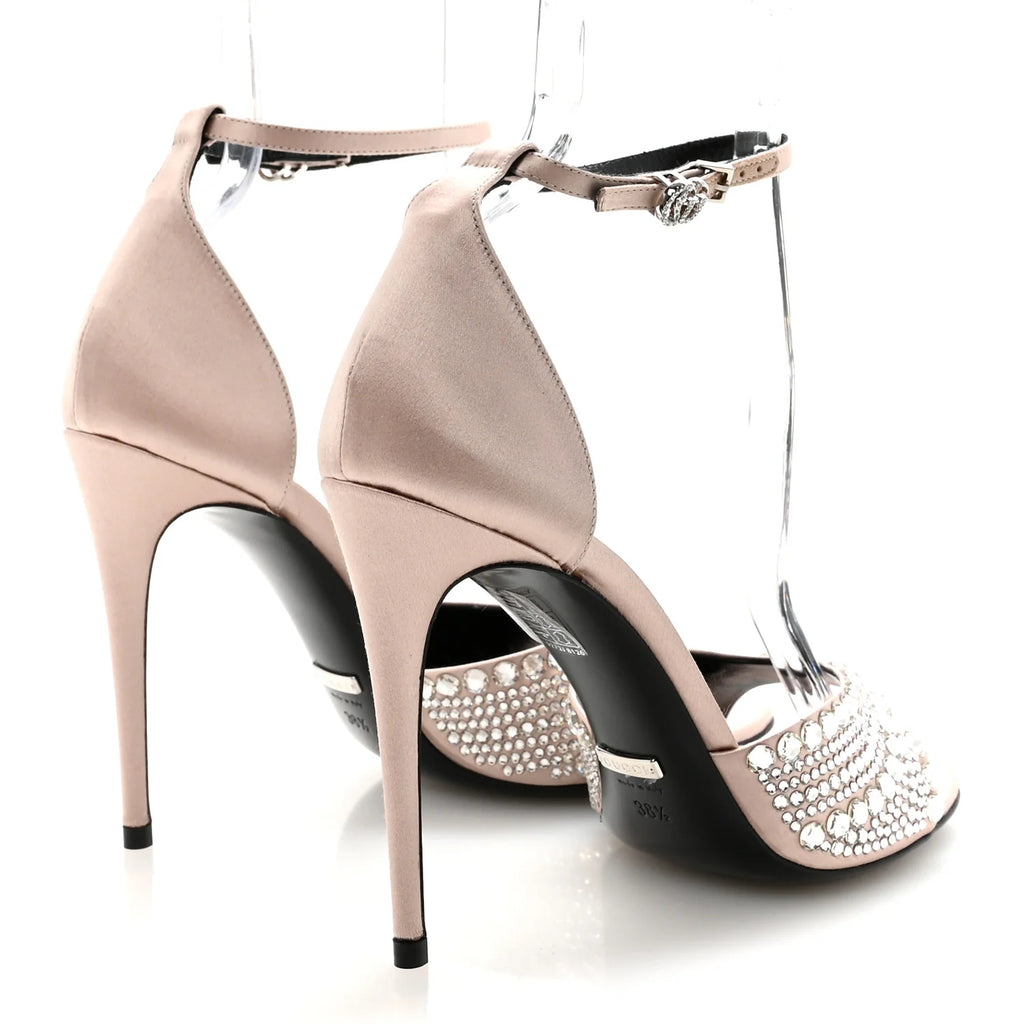 Gucci Pink Satin Crystal Sandals