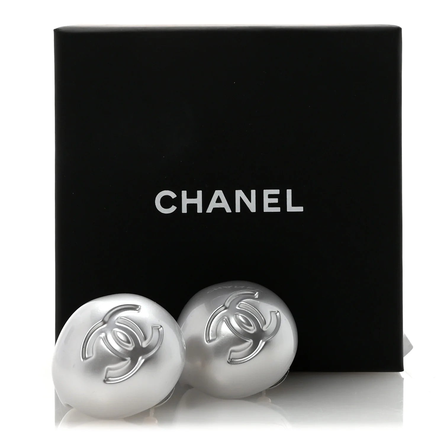 Chanel White Pearly CC Earrings