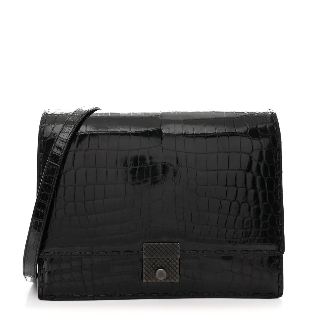 Bottega Veneta Black Crocodile Bag