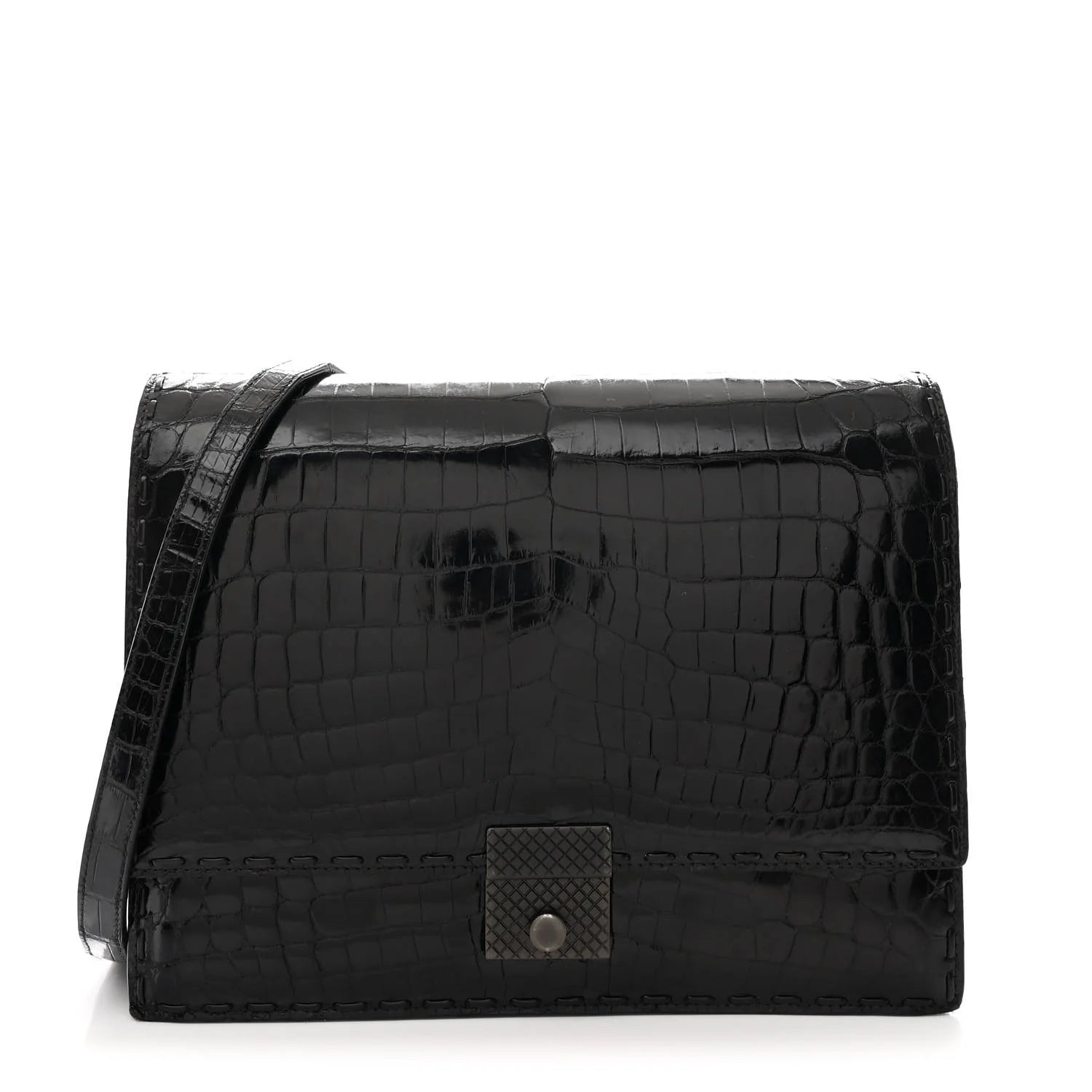 Bottega Veneta Black Crocodile Bag