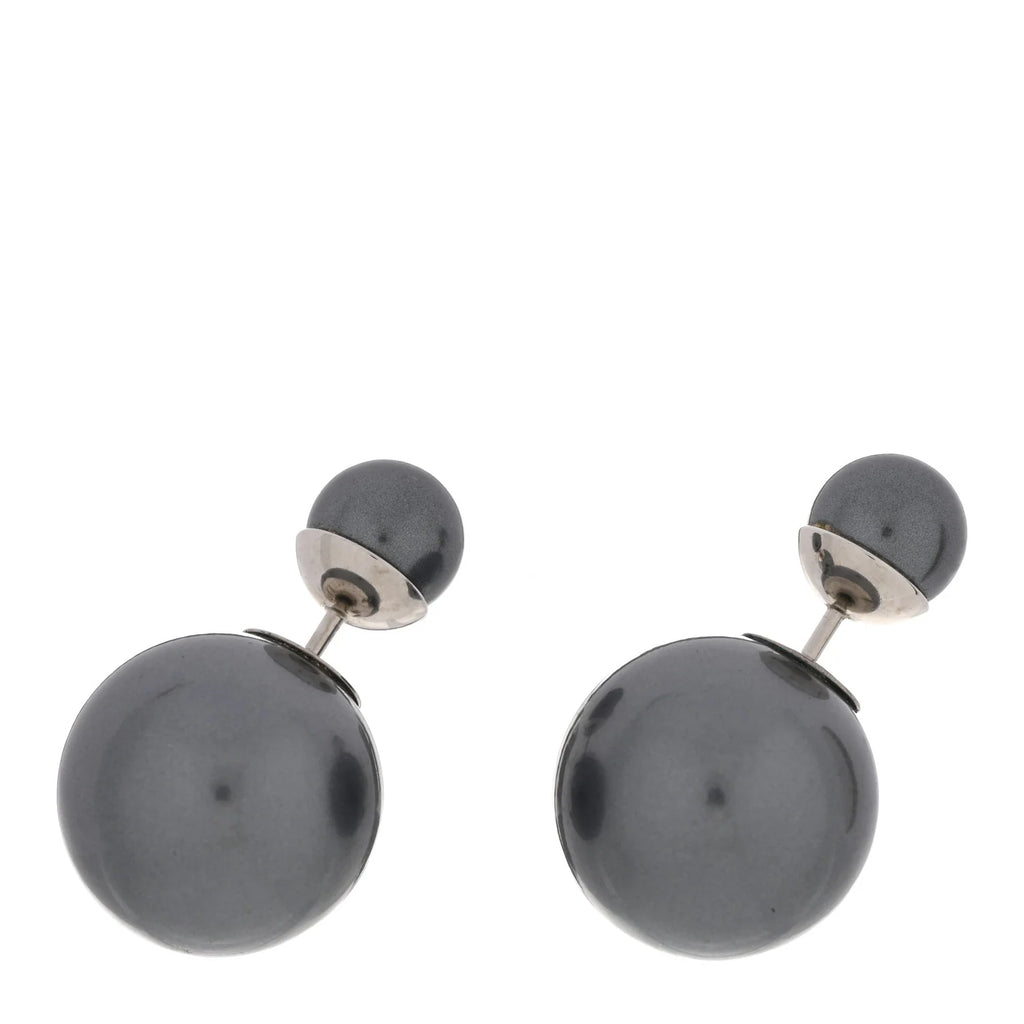 Dior Grey Resin Tribal Earrings