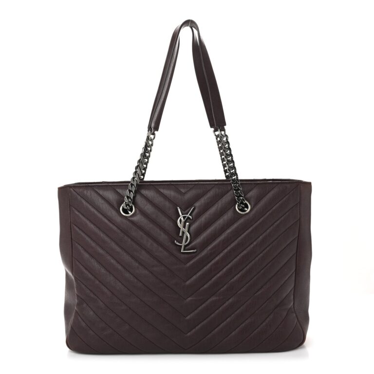 Saint Laurent Burgundy Quilted Tote