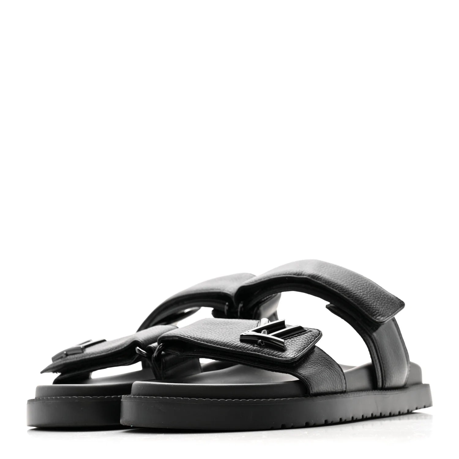 Louis Vuitton Black Grained Sandals