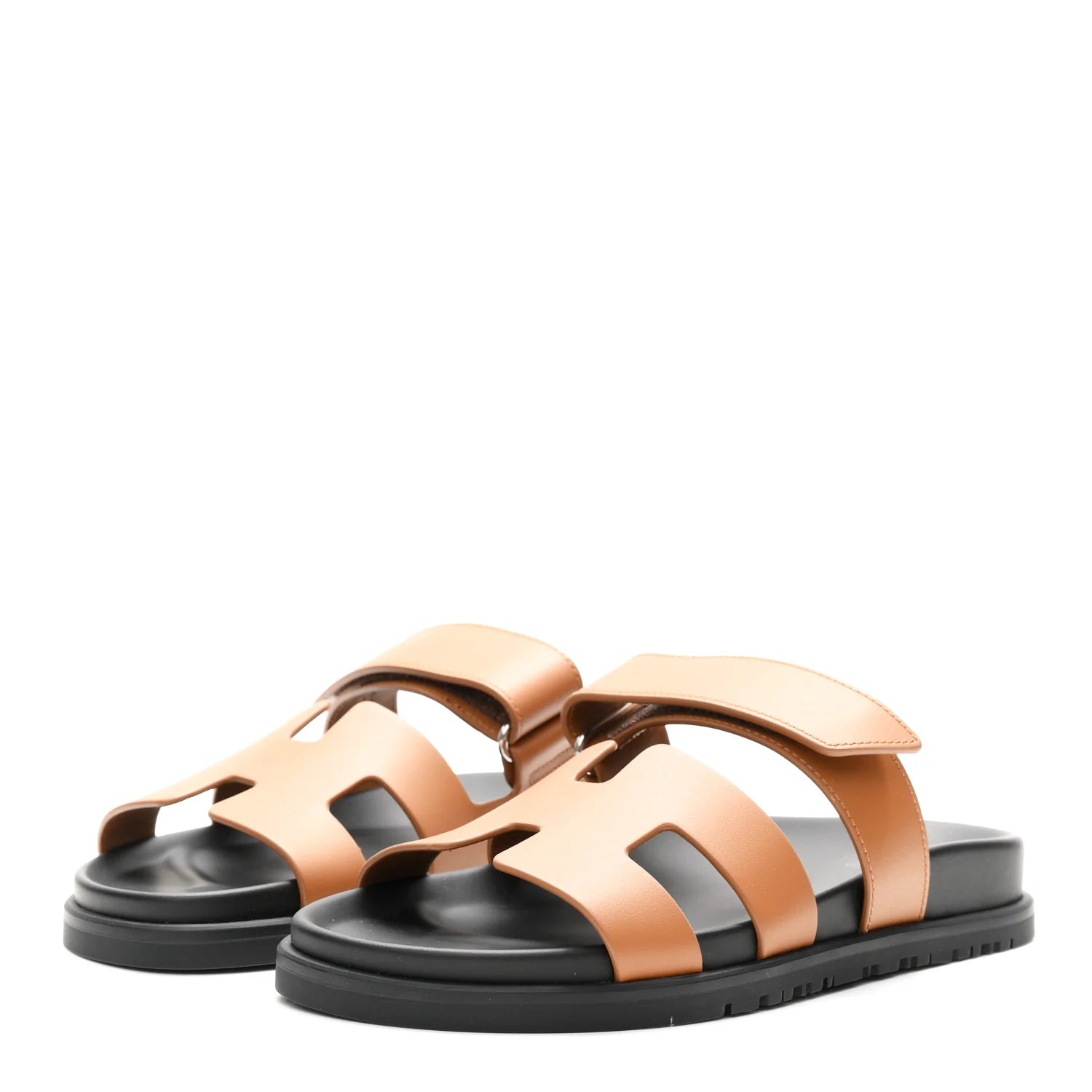 Hermes Tan Leather Chypre Sandals
