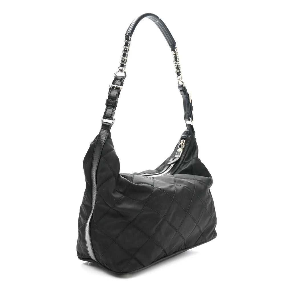 Prada Black Quilted Nylon Hobo