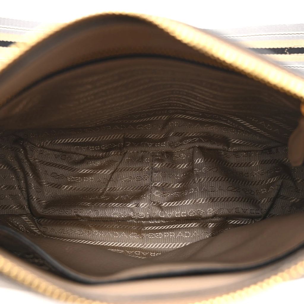 Prada Beige Grained Leather Hobo