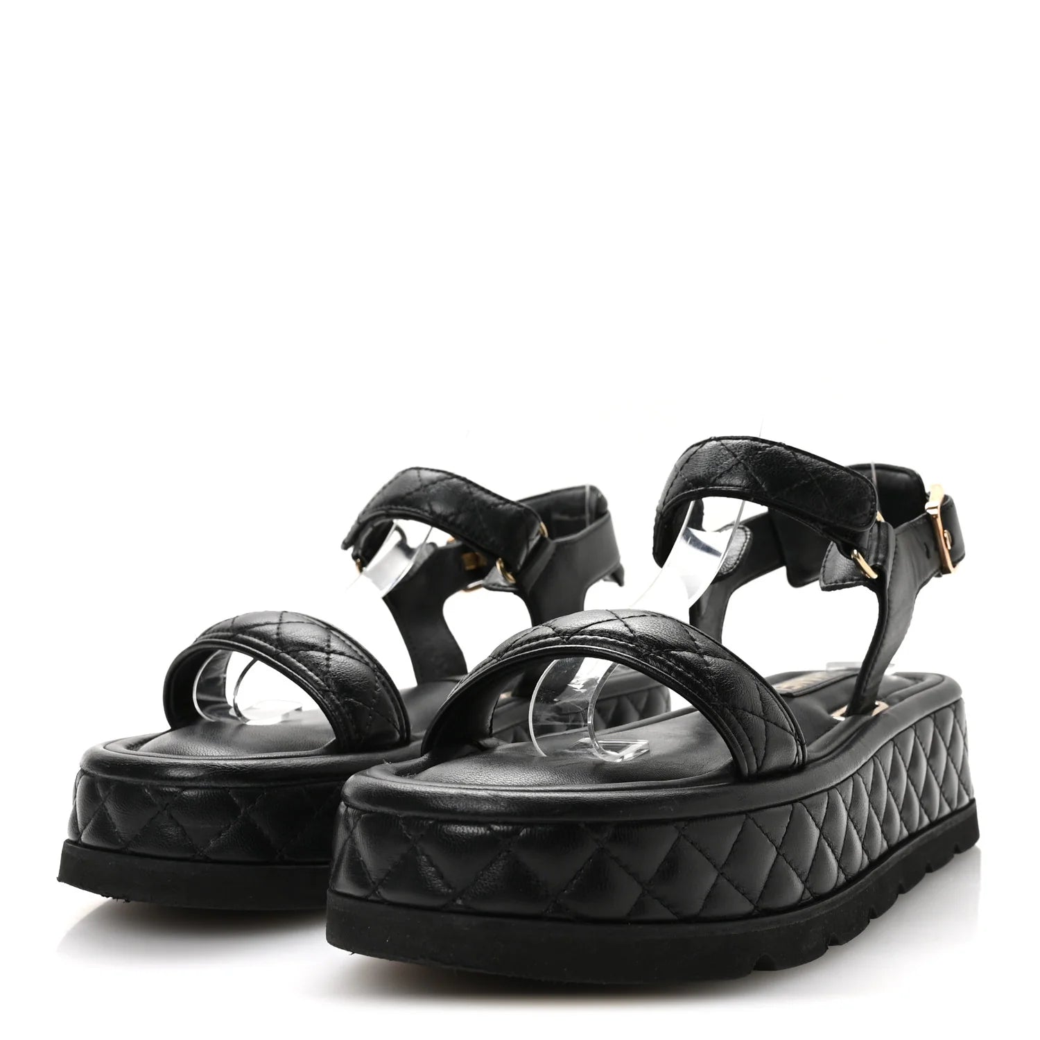 Chanel Black Quilted Platform Sandals
