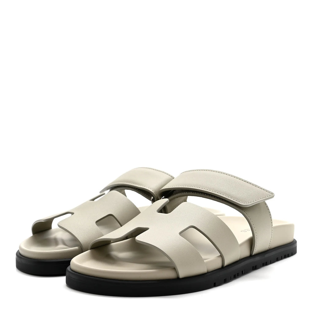Hermes Off-White Leather Chypre Sandals