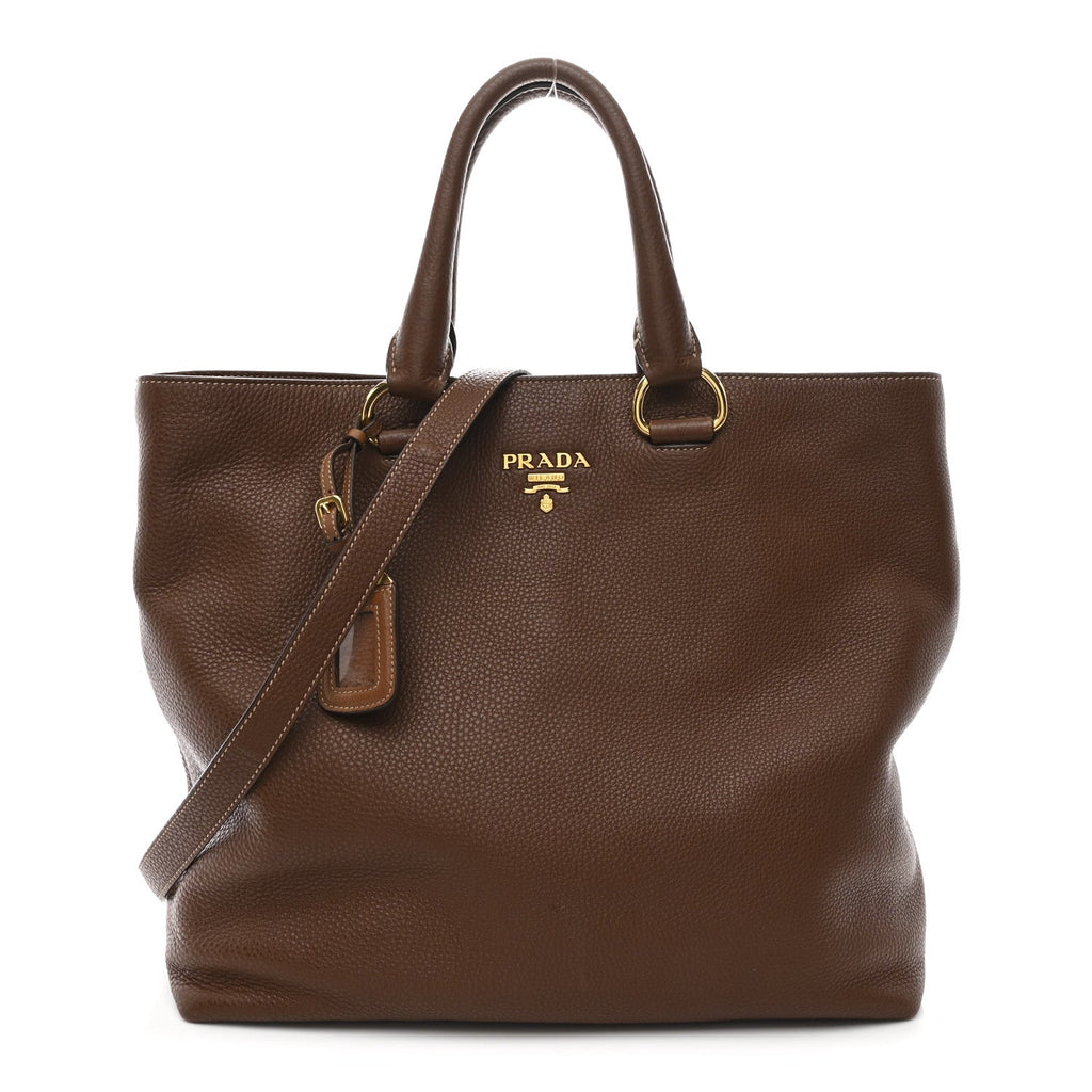 Prada Brown Grained Leather Tote