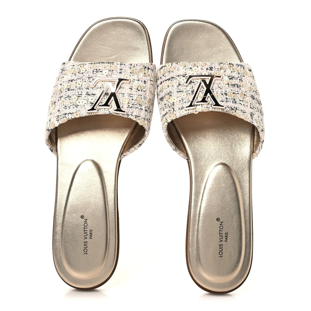 Louis Vuitton Pink Tweed Slides