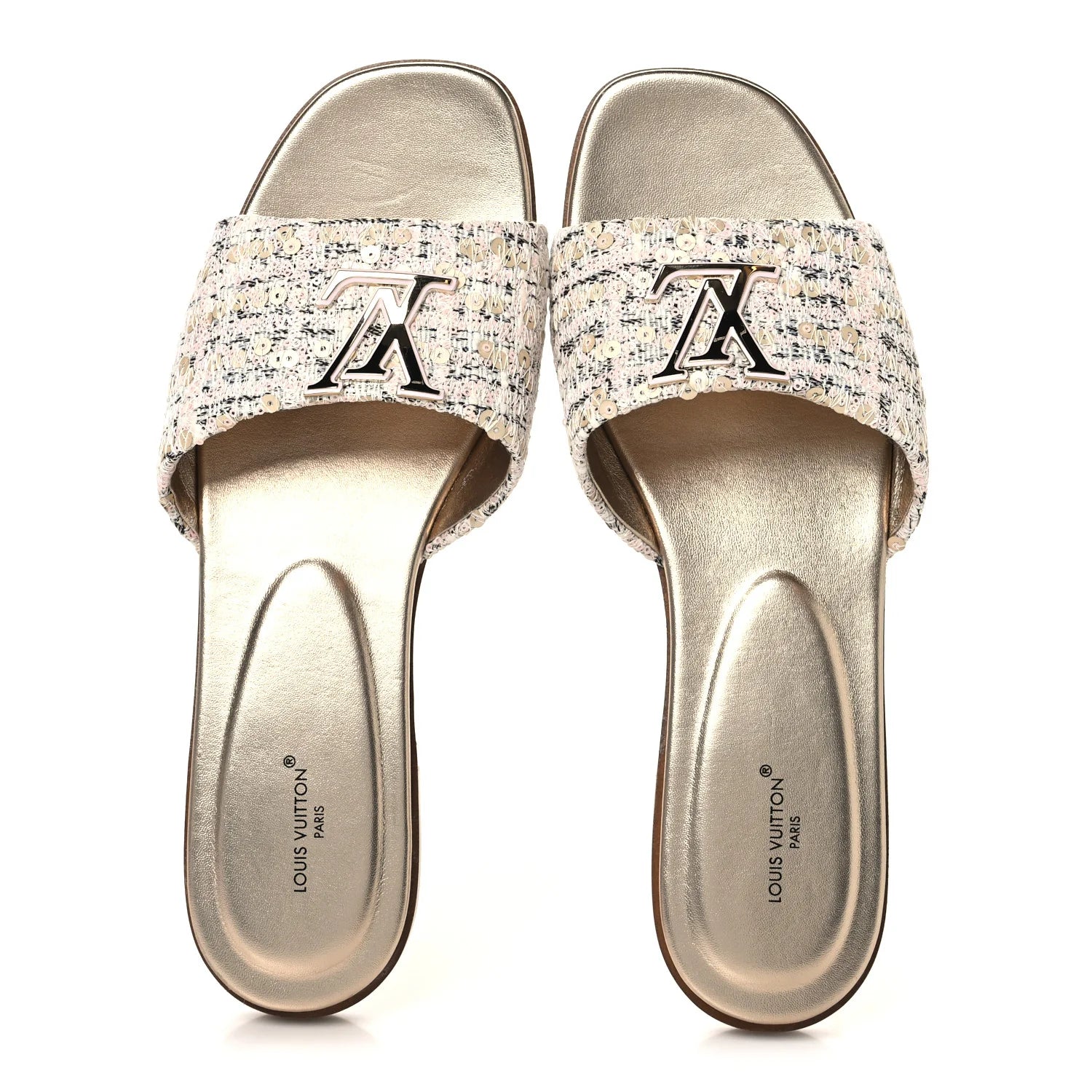 Louis Vuitton Pink Tweed Slides