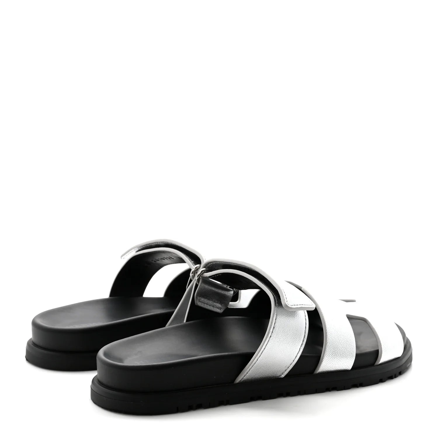 Hermes Metallic Silver Chypre Sandals