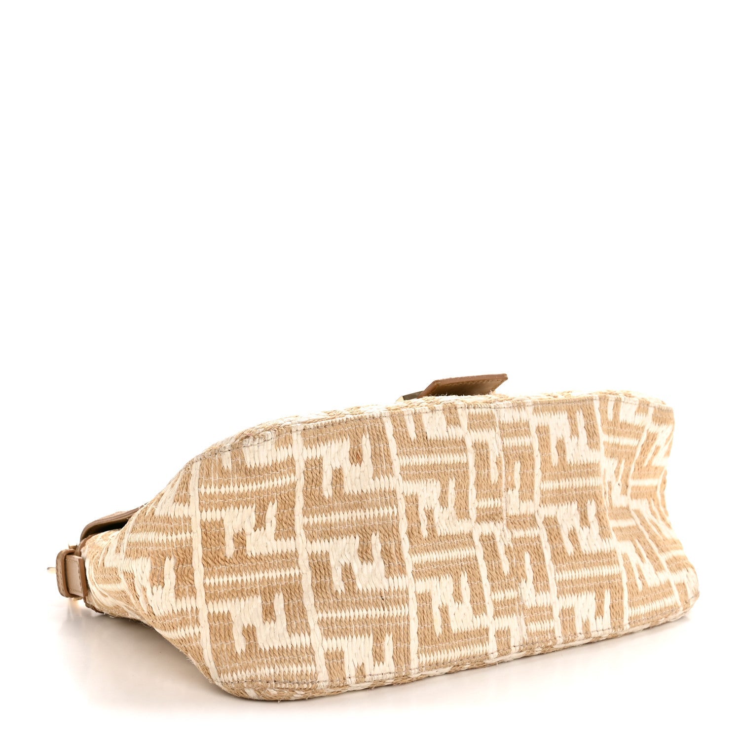 Fendi Beige FF Raffia Baguette