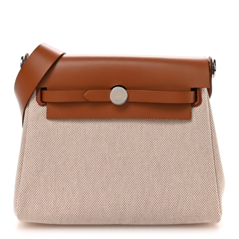 Hermes Tan Canvas Shoulder Bag