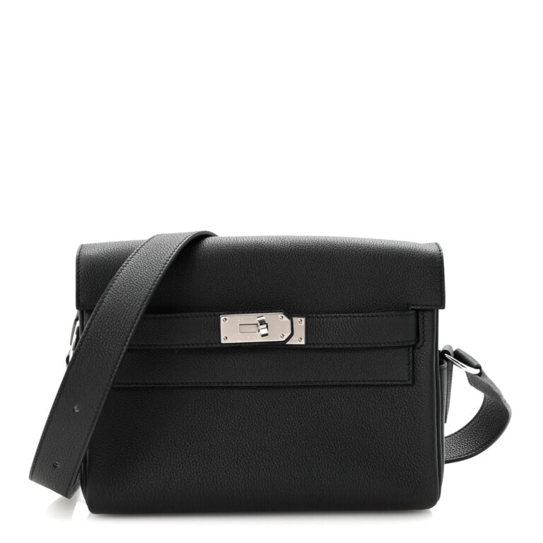 Hermes Black Grained Leather Kelly Danse