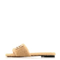 Fendi Beige Shearling Logo Slides