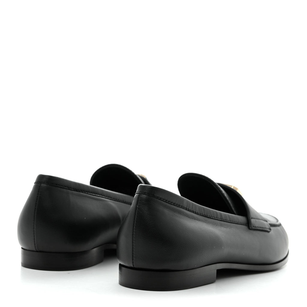 Chanel Black Leather CC Loafers
