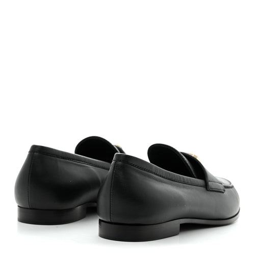 Chanel Black Leather CC Loafers