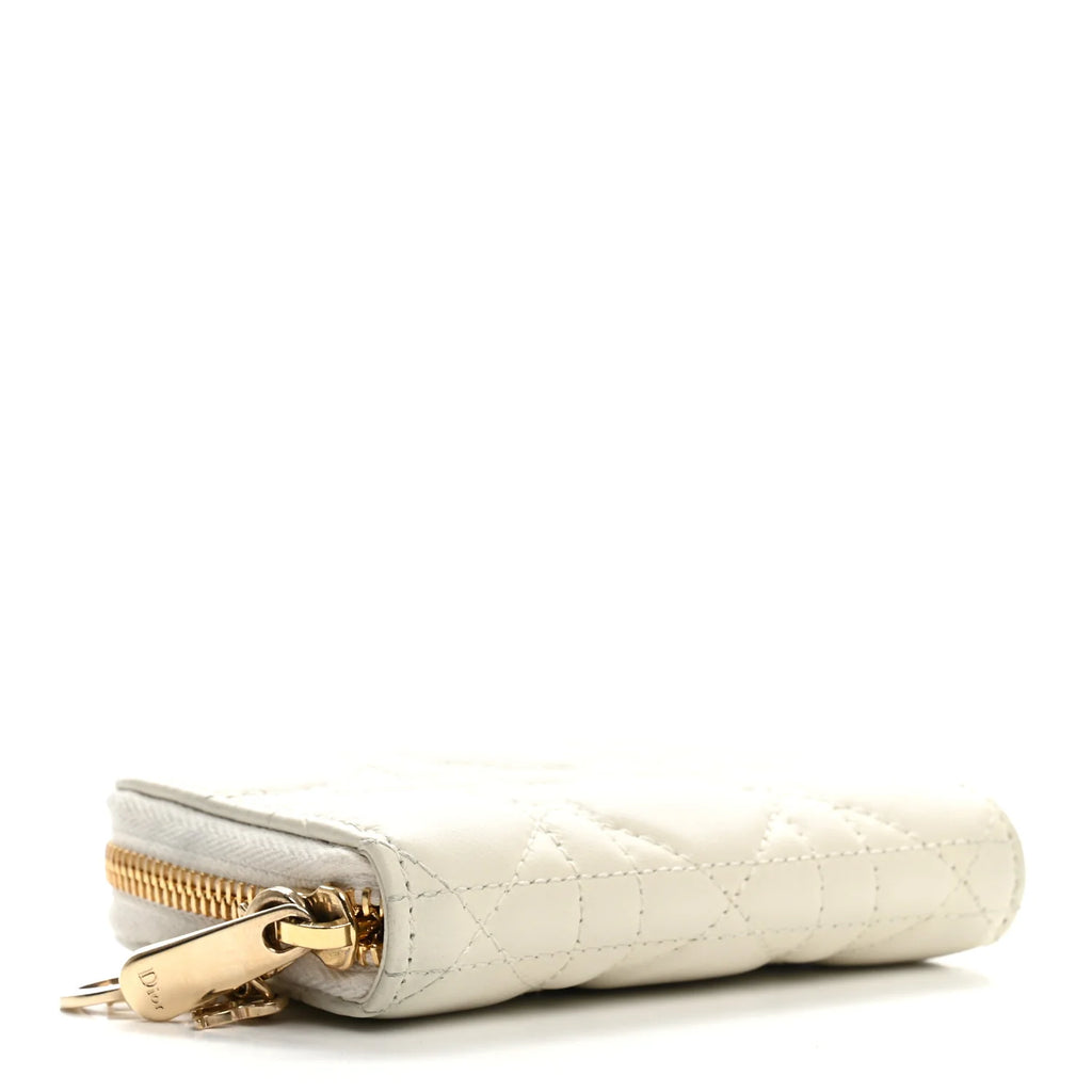 Dior White Cannage Leather Wallet