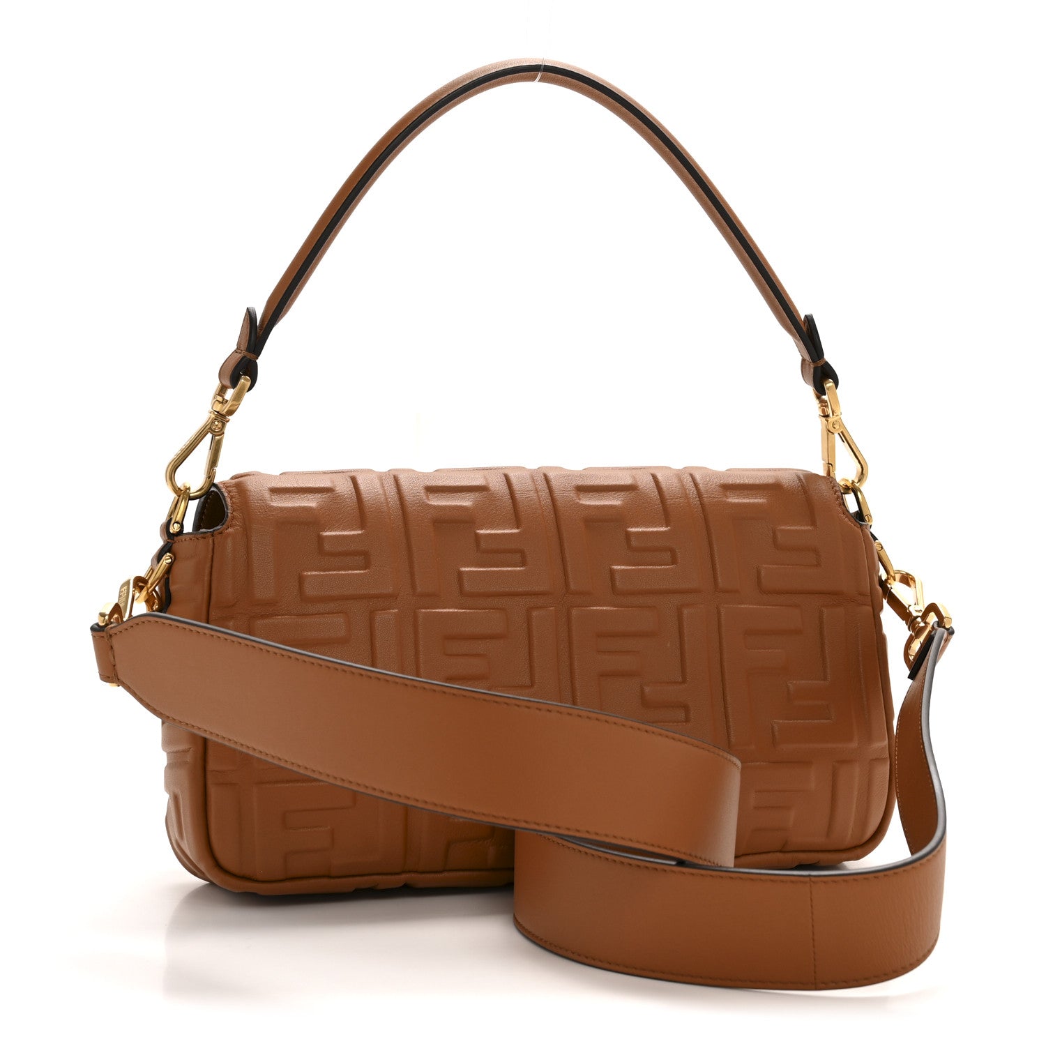 Fendi Brown Embossed Leather Baguette