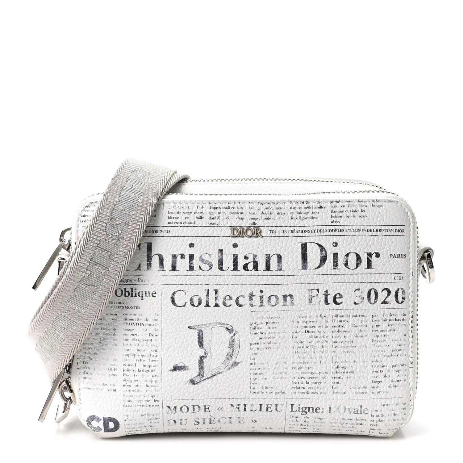 Dior White Newspaper Grained Bag