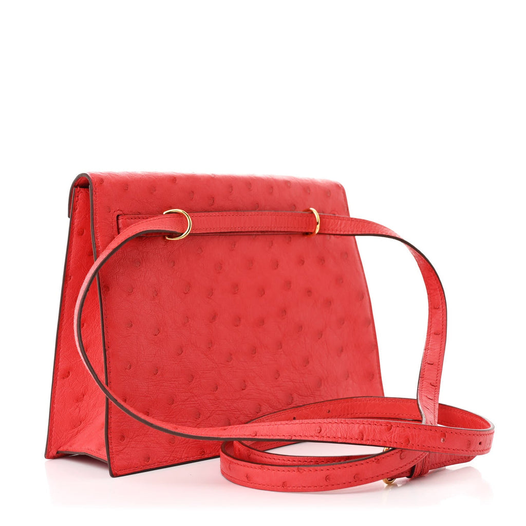 Hermes Red Ostrich Kelly Danse