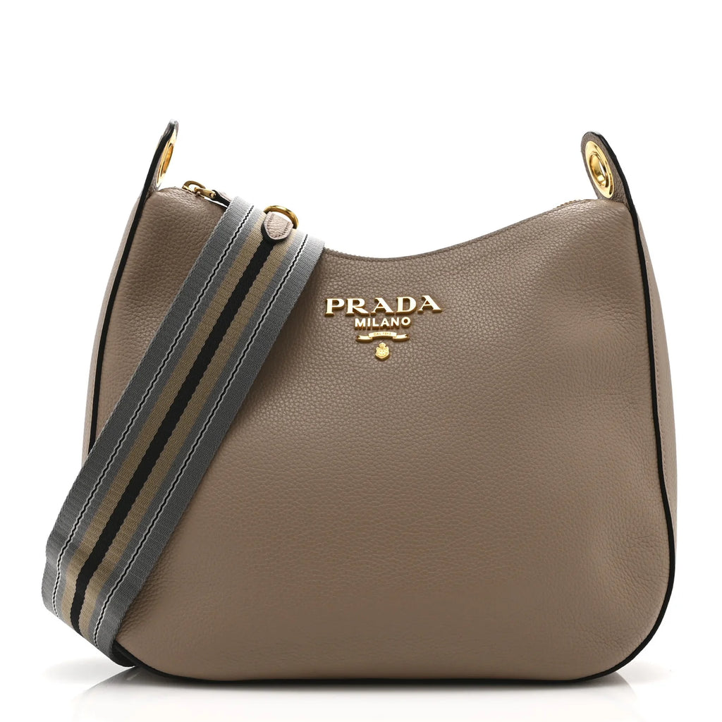 Prada Beige Grained Leather Hobo