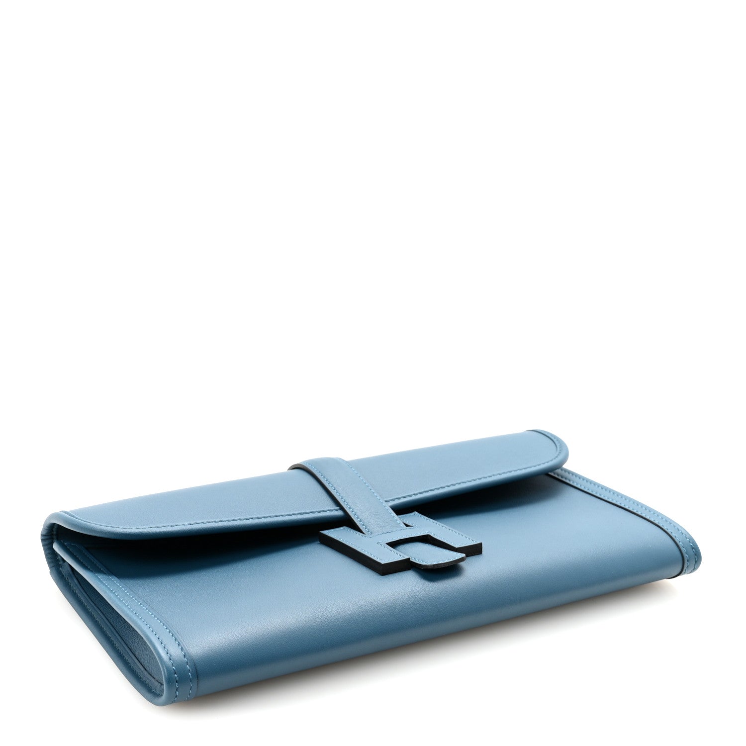 Hermes Blue Leather Jige Clutch