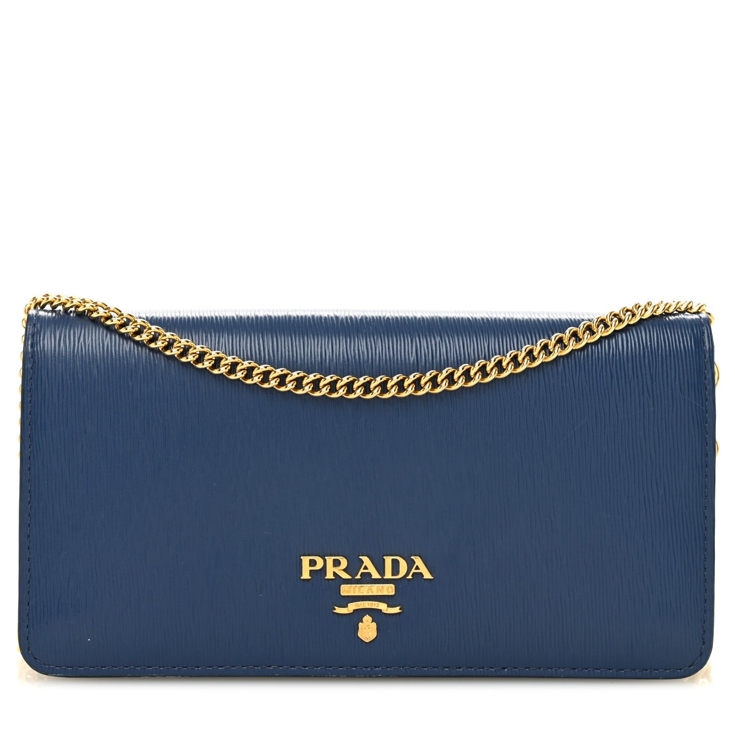 Prada Blue Leather Chain Bag