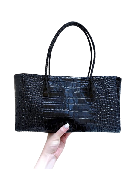 Chanel Black Crocodile Embossed Tote