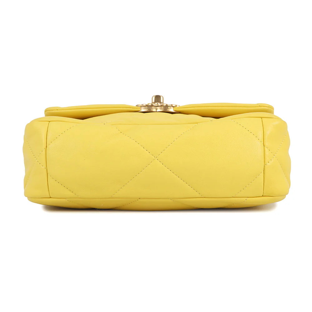 Chanel Yellow Quilted Lambskin 19 Flap Bag