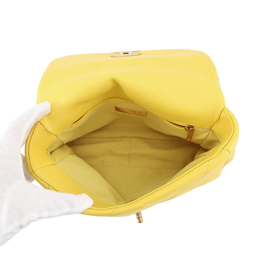 Chanel Yellow Quilted Lambskin 19 Flap Bag