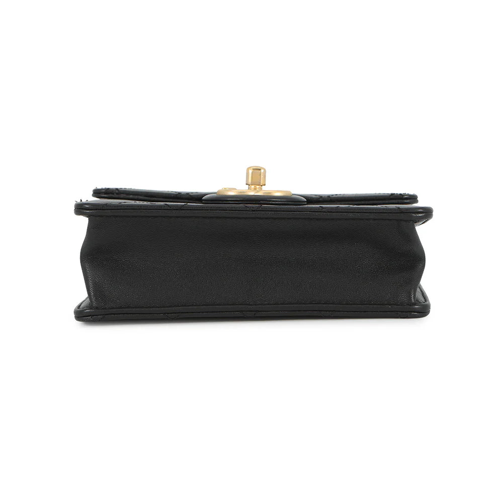 Chanel Black Quilted Leather Mini Pearl Flap Bag