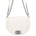 Chanel White Quilted Small Boy Messenger Bag